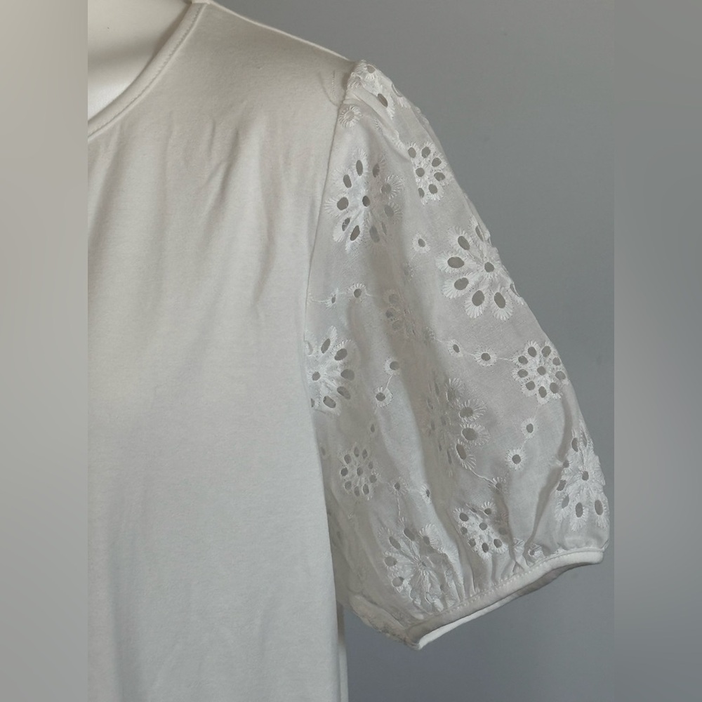Grace Karin Ivory Eyelet Puff Short Sleeve Top NWT - Picture 3 of 8